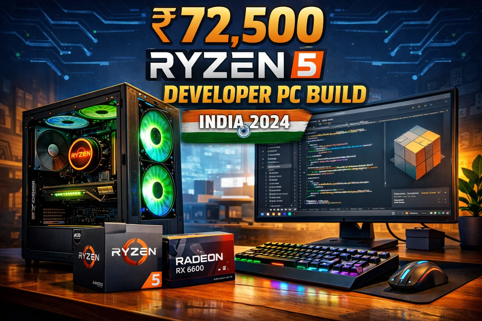 ₹72,500 Ryzen 5 Developer PC Build India 2024